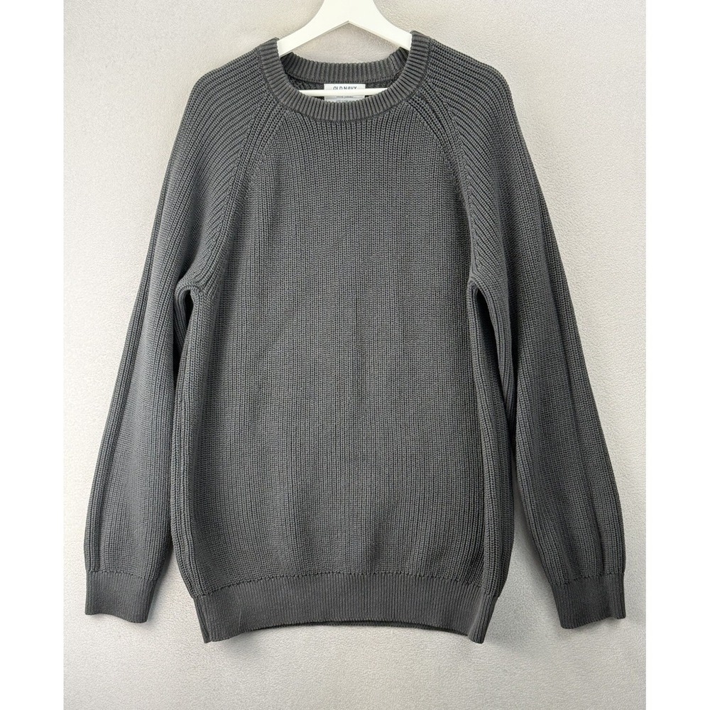 Old Navy Men's Tall Large Gray Shaker Knit Crew Neck Pullover Sweater Casual